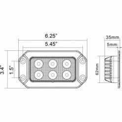 Buyers Products Recessed 6.5 Inch Wide Rectangular LED Flood Light - 1492191 -Cheap Vehicle Lighting Store 1492191 D