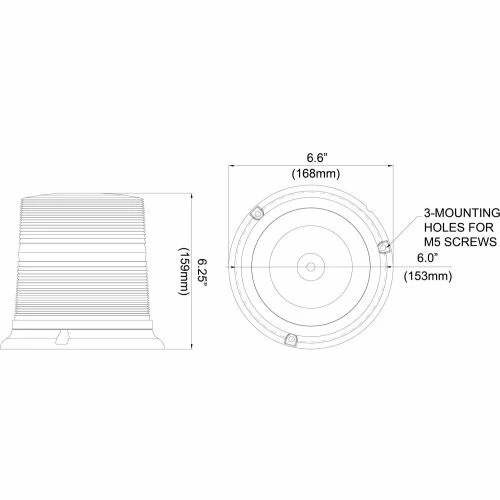 Buyers Products Buyers Amber 3 LED Beacon Light With Tall Lens 6.75" Diameter x 6.75" Tall - SL630A 5 Buyers Products Buyers Amber 3 LED Beacon Light With Tall Lens 6.75" Diameter x 6.75" Tall - SL630A - Image 3