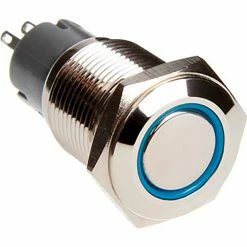 Race Sport Lighting Race Sport 16mm Flush Mount LED Momentary Switch, Blue