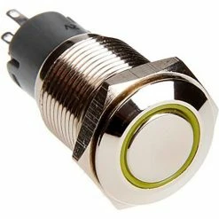 Race Sport Lighting Race Sport 16mm Flush Mount LED Momentary Switch, Yellow