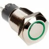Race Sport Lighting Race Sport 16mm LED 2-Position On/Off Switch, Green, Chrome Finish