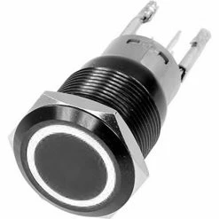 Race Sport Lighting Race Sport 16mm Black 2-Position On/Off Switch, White, Black Flush Mount, 12V