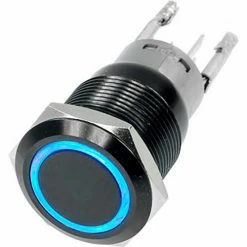 Race Sport Lighting Race Sport 19mm Black 2-Position On/Off Switch, Blue, Black Flush Mount, 12V