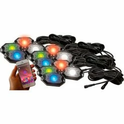 Race Sport Lighting Race Sport 12-POD RGB+W Hi-Power Rock Light Complete Kit w/ Bluetooth App, Controls in Retail Box