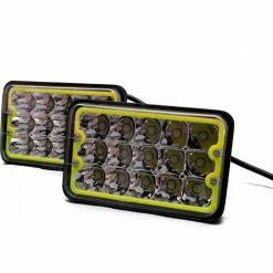 Race Sport Lighting Race Sport Pair of 4x6" 45-Watt LED Sealed Beam Conversion Lenses w/ White LED DRL Halo Integrated