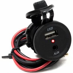 Marine Sport Lighting 2-Port Round Socket Size With 1 USB Power Port And 1 3.5mm AUX Input