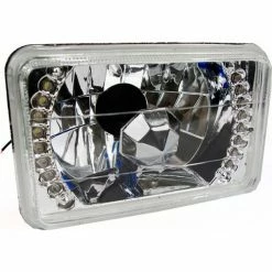 Race Sport Lighting Race Sport 7x6" Diamond Cut H4 Conversion Lens w/ Recessed LED Halo, White, Each