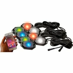 Race Sport Lighting Race Sport 8-POD RGB+W Hi-Power Rock Light Complete Kit w/ Bluetooth App, Controls in Retail Box