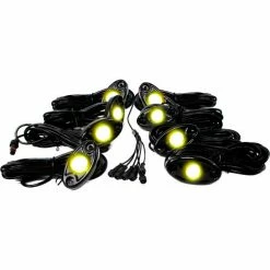 Race Sport Lighting Race Sport 8 LED Glow Pod Kit with Brain Box IP68 12V with All Hardware, Yellow