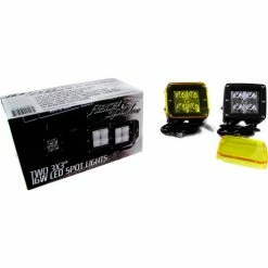 Race Sport Lighting Race Sport Street Series 3x3in 16W 4-LED Cube Spot Lights w/ Amber Cover, Pair